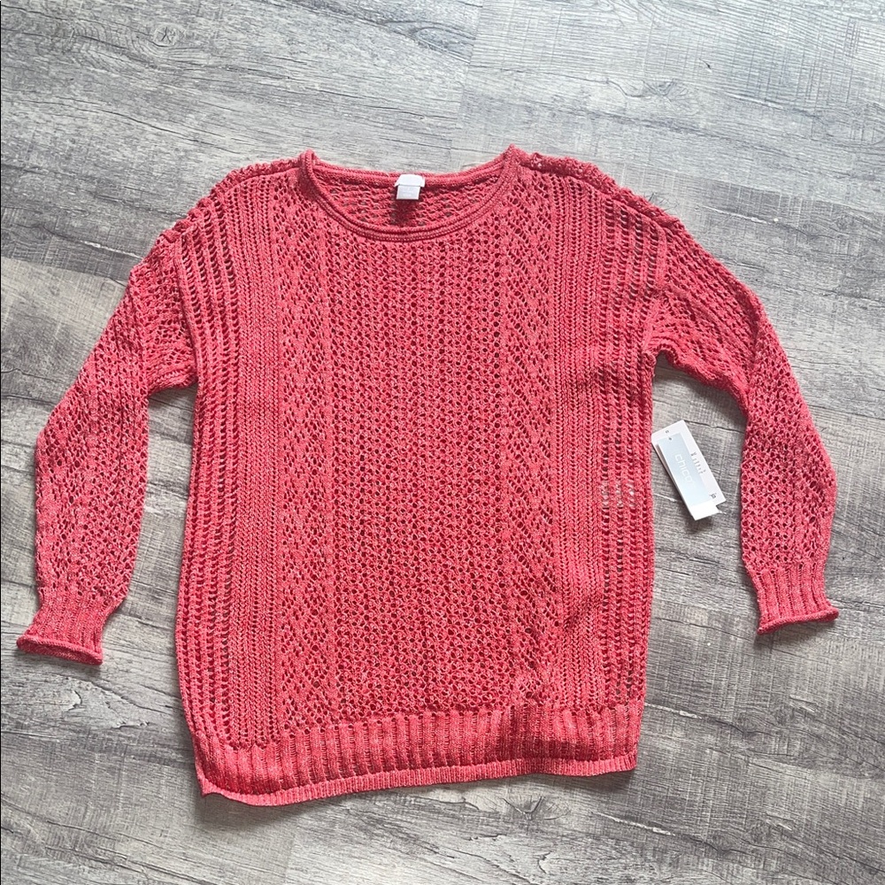 Chicos open stitch pullover sweater